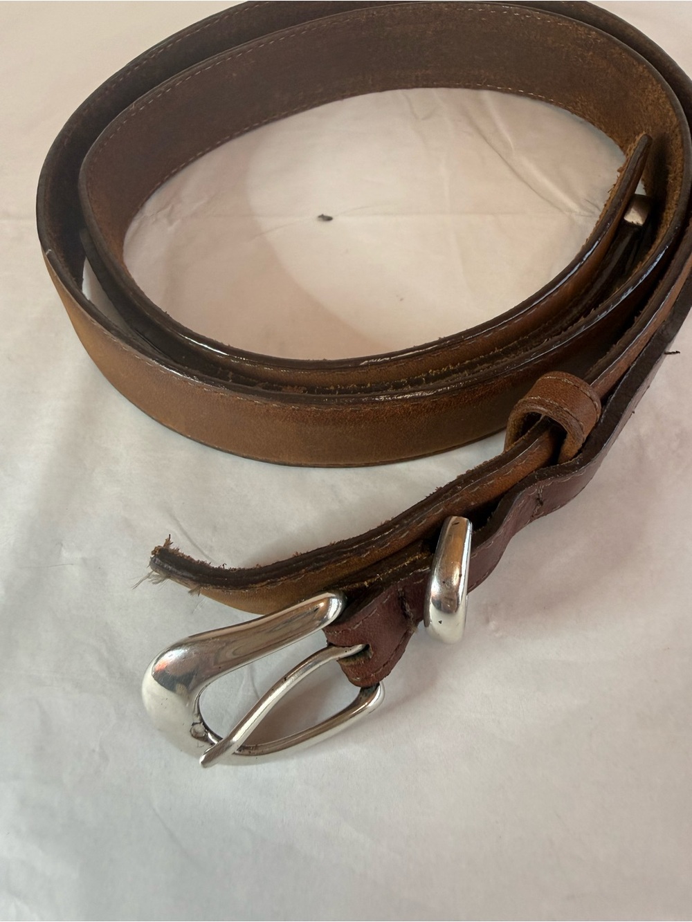 🇺🇸Vintage Orvis Men's Leather Ranger Belt Silver Tone Buckle USA Made🇺🇸